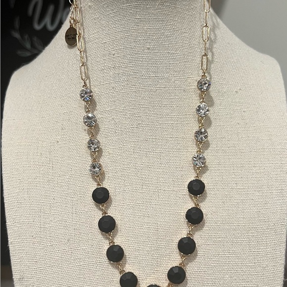 Isaac Mizrahi Necklace! Gold with Black and Clear Crystals! Brand New! - Picture 3 of 8